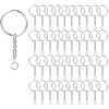KANSPHY 100 Pack Key Ring with Chain and Open Jump,1