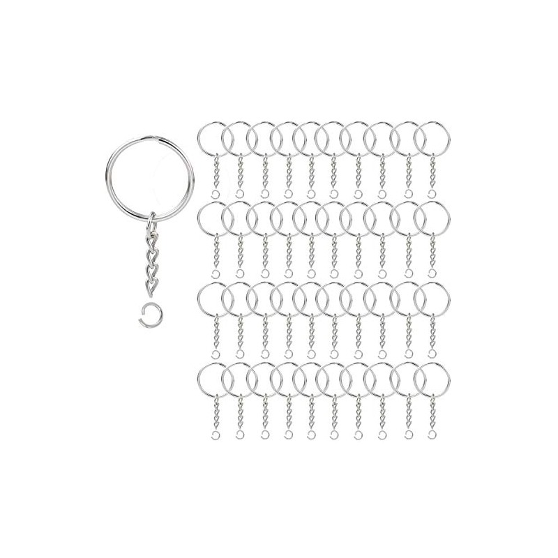 KANSPHY 100 Pack Key Ring with Chain and Open Jump,1