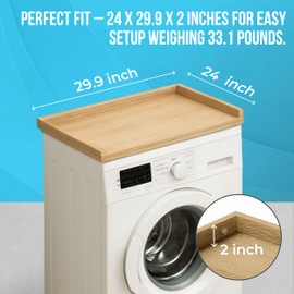 Skywin Washer Dryer Countertop 24 x 29.9 x 3.1 Inches, Single Real Wood Butcher Block for One Unit Only (Washer or Dryer), Countertop Over Laundry Machine