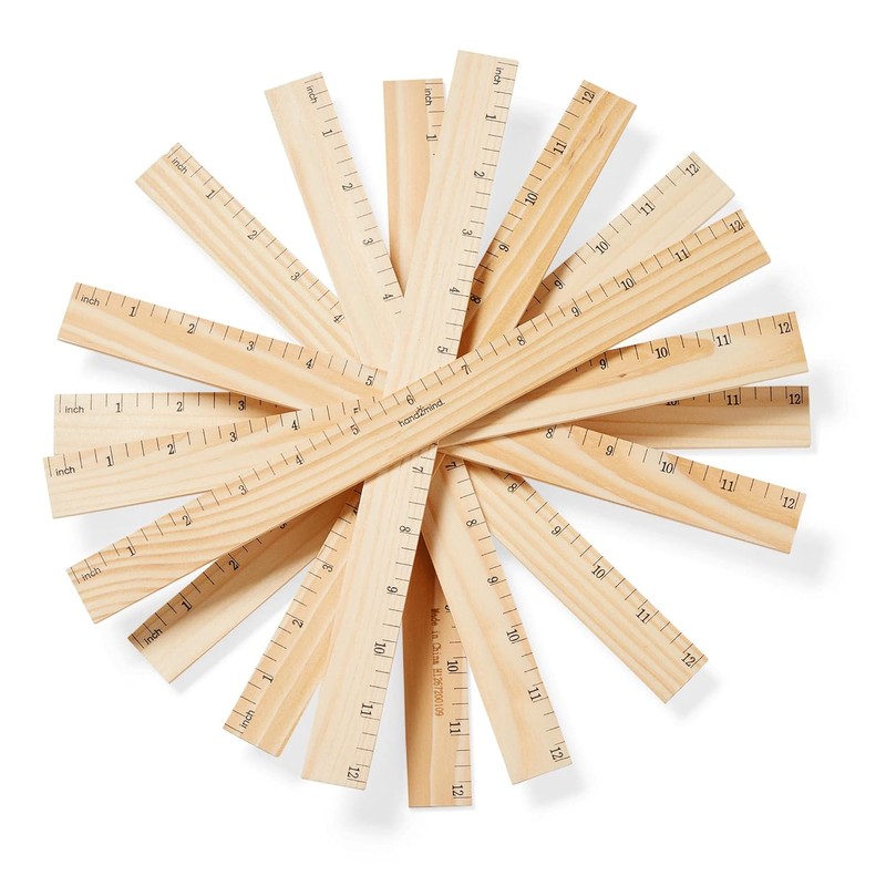 hand2mind 12 inch Wood Rulers with 1/4 Divisions, Pack of