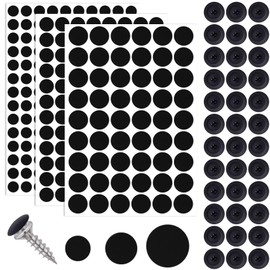 HINZIC 290pcs Screw Hole Cover Stickers, 0.83/0.59/0.47 inch Self Adhesive Dustproof Black Screw Hole Caps for Wood Furniture Cabinet Shelf Wardrobe