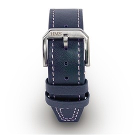 HMS, Classic Pilot Leather Watch Strap (Blue - Strap Only, 22mm)