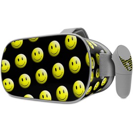 Decal Style Skin Wrap Compatible with Oculus Go Headset - Smileys on Black (Oculus NOT Included)