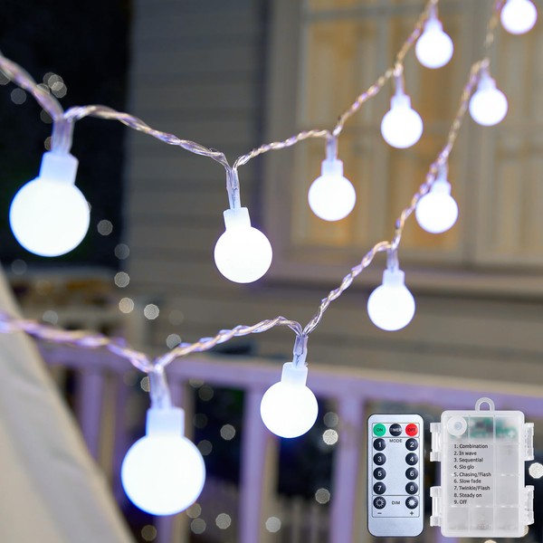 Globe String Lights Battery Operated - 21 Feet 60 Led