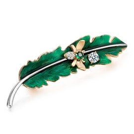 SHE'S FREE STYLE JUST FOR YOU Green Leaf and Bee enamel brooches and pins for women, [Van Gogh] Dandelion's Letter Flower brooch pin, Hand-dripping Oil jewelry pins and brooches