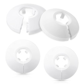 4 Pieces Plastic Radiator Pipe Covers Radiator Pipe Collars Pipe Collars for 15 mm Diameter Pipe, White