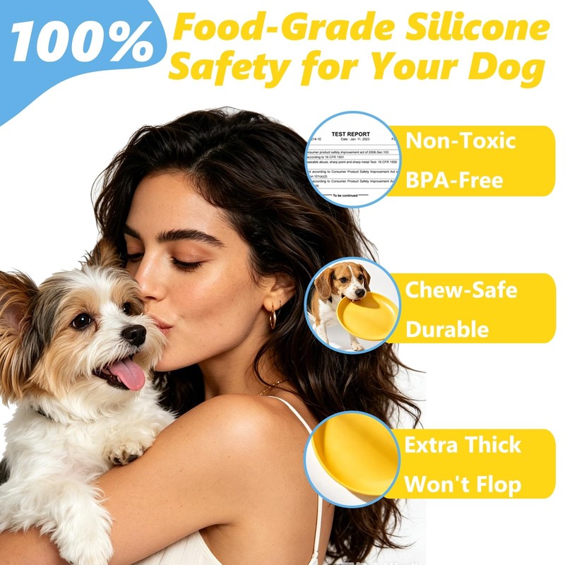 Qyeejong Non-Slip Dog Bowl 7.1", Shallow Pet Dish BPA-Free, 100%
