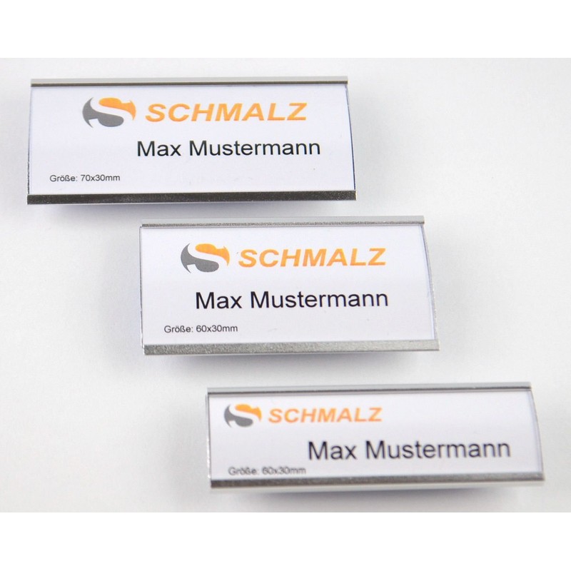 10 Piece Name Badges Complete Set, Silver Metal, with Extra