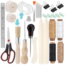 41 Pcs Bookbinding Tools Set 3 Pcs Bone Folder Paper Creaser Paper Folding Tool Book Binding Starter Tools Kit with Binding Ribbon Glue Brush Waxed Thread, Awl for Bookbinding