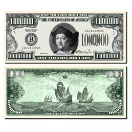 NRA Novelty Million Dollar Bill - Set of 25 With 1 Bonus Christopher Columbus Bill