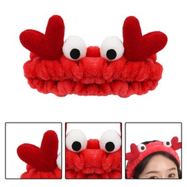 HAICN 2Pieces Crab Plush Headband Red Facial Makeup Head Wraps Cartoon Elastic Head Band Creative Hair Accessories for Women Girls Party Favors