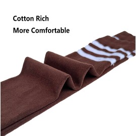 Bestjybt Women Thigh High Socks Cotton Warm Over the Knee High Leg Warmers Long Boot Socks with Stripes (Coffee)