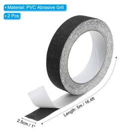 PATIKIL 1 Inch x 16 Ft Anti Slip Traction Tape, 2 Pack Non-Slip Grip Tape Non Skid Tread Safety Tape for Stairs Steps Scooter Deck, Black