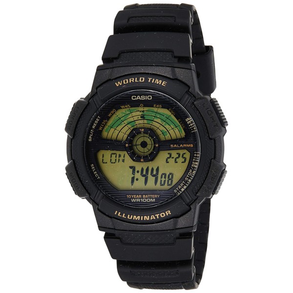 Casio Men's AE1100W-1BV Black Rubber Quartz Watch with Digital Dial