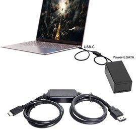 CY Cable for USB-C Type-C to Power Over eSATA DC5V USB2.0 to HDD SSD ODD eSATAp Disk Converter