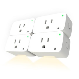 Linkind Matter Smart Plug with Night Light, Work with Alexa, Apple Home, Google, Smart Outlet 15A/1800W, 2700K Soft White, Plug into Wall, Timer&Schedule, ETL&FCC Certified, 2.4GHz Wi-Fi Only, 4 Pack