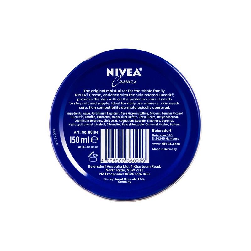 Nivea Creme Moisturiser Cream Tin 150mL
