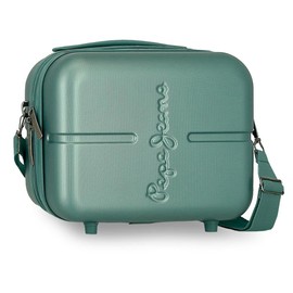 Pepe Jeans Highlight Cabin Toiletry Bag Travel Luggage Interior with Two Compartments Made of Durable and Lightweight ABS Material By Joumma Bags, Green, Toiletry bag with shoulder strap