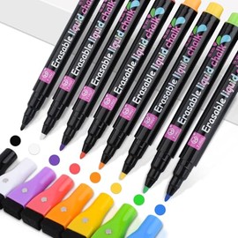 swihorab Whiteboard Marker, 8 Colours Whiteboard Pens Magnetic Dry Wipe Marker with Eraser for Windows, White Board Marker Magnetic with Fine Tip, Low Odour Erase Marker