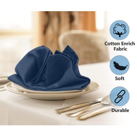 Ruvanti Cloth Napkins Set of 4, 18x18 Inches Napkins Cloth Washable, Soft, Durable, Absorbent, Cotton Blend. Table Dinner Napkins Cloth for Hotel, Lunch, Restaurant, Wedding Parties - Ocean Blue