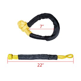 Set 1/2" x 22" Synthetic Soft Shackle Winch Rope Straps with Protective Sleeve 38,000LBs for Recovery Towing Off-Road (Yellow, 2pcs)