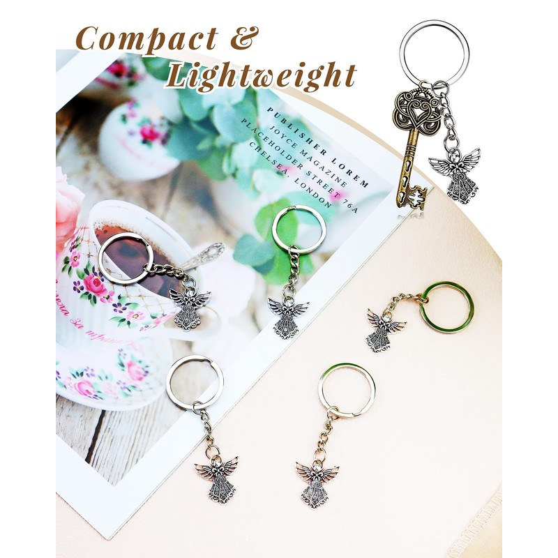 YETOOME 30 Pcs Guardian Angel Charm Keychain Key Ring for