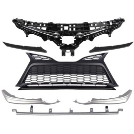 Unbranded For 2021-2023 Toyota Camry SE Front Grille Black Trim Fog Light Bezel Set 9pcs