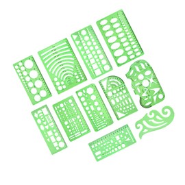 NUOBESTY 11pcs Flexible Ruler Stencils Geometric Templates Set Plastic Measuring Tool for Drawing DIY Art Stencils