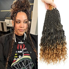 Senegalese Twist Crochet Hair - 8 Packs Boho Island Twist Crochet Hair with Curly Ends 12 Inch Pre Looped Goddess Crochet Twist Hair Extensions for Black Women (12 Inch(8 Packs), 1B/27)