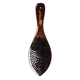 Wave Brush Premium Hard Bristle Wavy Curved Wooden Hairbrush Natural 50% Boar 50% Nylon (Butterscotch)