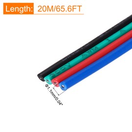 sourcing map 26 Gauge 4 Conductor Electrical Wire Tinned Copper Cable 66FT Flexible Stranded Hook-up Wire for LED Strips Lamps Residential Wiring Car Circuit