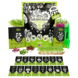 15 Tactiko Rapid Growth Microgreens & Vegetable Seed Kit – Heirloom Non-GMO Grown in USA – for Everyday or Survival Use – Sprout Indoors or Grow Full-Size Veggies in Soil, Containers, or Hydroponics