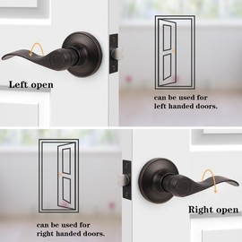 Probrico Interior Oil Rubbed Bronze Door Handle, Wave Style Passage Door Handles, Keyless Door Levers Lockset for Closet and Hallway (2 Pack, Modern)