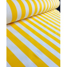 Yellow White Striped Fabric - Stripes Curtain Upholstery Material 140cm Wide (Sold by The metre)