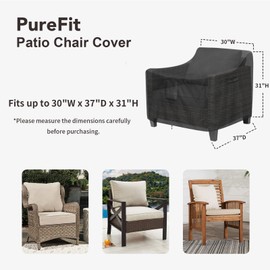 PureFit Fundas impermeables para sillas de exterior, muebles de patio, fundas para sillas de césped para muebles de exterior con ventilación y asas acolchadas, se adapta hasta 30 pulgadas de ancho x 37 pulgadas de profundidad x 31 pulgadas de alto, color