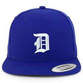 Old English D bordado Flat Bill Snapback Cap, Cachucha Royal