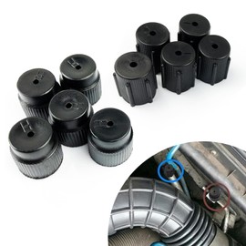 awlbed 10 PCS Car Air Conditioning Valve Cover Repair Kit, 0.51"/13mm Low Pressure Cap 0.62"/16mm High Pressure Cap, Good Sealing and Leak-proof Cover Accessories, Universal for Most Cars (Black)
