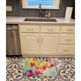 Caroline's Treasures Orchids in Watercolor Memory Foam Kitchen Mat Machine Washable Anti-Fatigue Mat Cushion Comfort Bath Mat or Kitchen Rug
