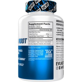 Evlution Nutrition Black Maca Root - Energy Support - 500mg Organic Black Maca Root Powder - Workout Supplement - Vegetarian Capsules - for Strength Performance & Stamina - 60 Servings