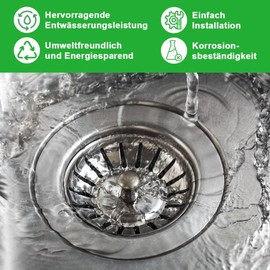 Dreamil Spülbecken Siebkörbchen 82mm Edelstahl Abflusssieb mit Höhenverstellbar Küchenspüle Spüle Zubehör für Ersatz Originaldichtung für Küchenspüle