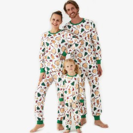 PATPAT Matching Family Christmas Pyjamas, Complete Set, Christmas Tree and Car Print, Long Sleeve Top and Bottoms, Christmas gift.