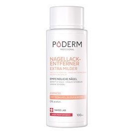 PODERM - Nail Polish Remover Acetone-Free Extra Gentle with Tea Tree - Quick & Easy Nail Polish Removal - Strengthening & Nourishing for Nails - Ideal for Sensitive Nails - 100 ml - Swiss Lab