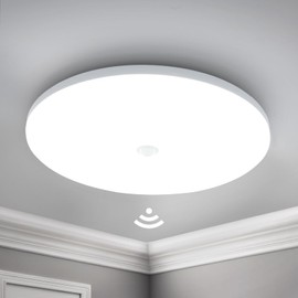 Yafido LED Ceiling Light with Motion Sensor, 18 W 6500 K Ceiling Light with Motion Sensor Indoor, 30 cm Round LED Ceiling Light, Flat for Balcony, Hallway, Garage, Stairs, Aisle