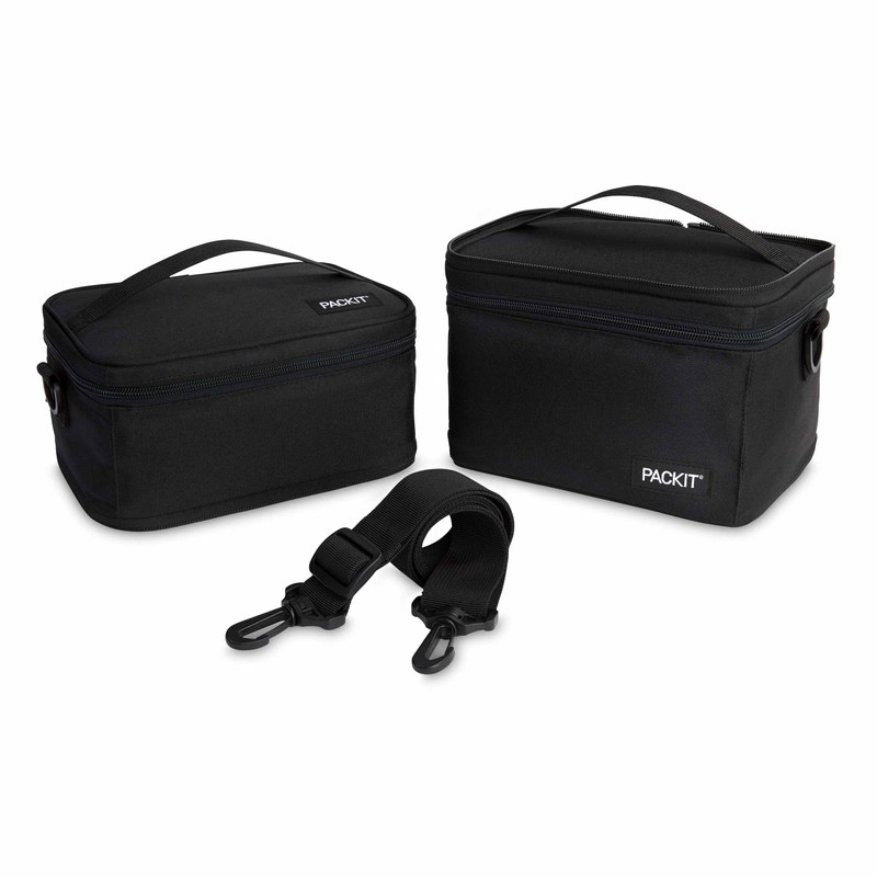 PackIt MOD 3-IN-1 Lunch Box, Black, Triple Function System, Insulated