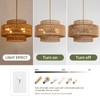 InterMaka 4-Light Boho Rattan Chandelier Light Fixture, 17.7” Hand Woven