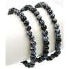 Taddart Minerals Black Natural Gemstone Snowflake Obsidian Bracelet with 6mm