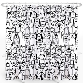oflok Funny Cute Dog Shower Curtain for Kids Girls Boys, Funny Animals Dog Lovers Gift Bathtub Curtains Set, Vintage Country for Restroom Waterproof Bathroom Decor with 12 Hooks, 72x72 Inches(01)