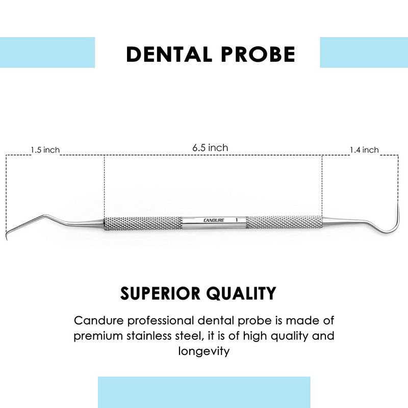 Candure Dental Pick Stainless Steel Double Ended Dental Scraper for