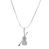 Spinningdaisy Silver Plated Crystal Violin with Bow Necklace