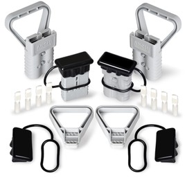 ANCHImsr Kit 350 Amp 4Pcs Connectors Plugs 350A Quick Connect Disconnect 600 V+ 4 Pcs 350 amp Handle Battery Power Connector+4 Pcs Cover Dust(350A Grey 4Pcs 2/0AWG)